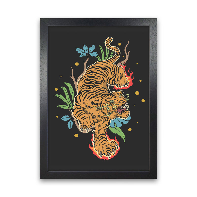 Classic Tiger Tattoo Art Print by Jason Stanley Black Grain