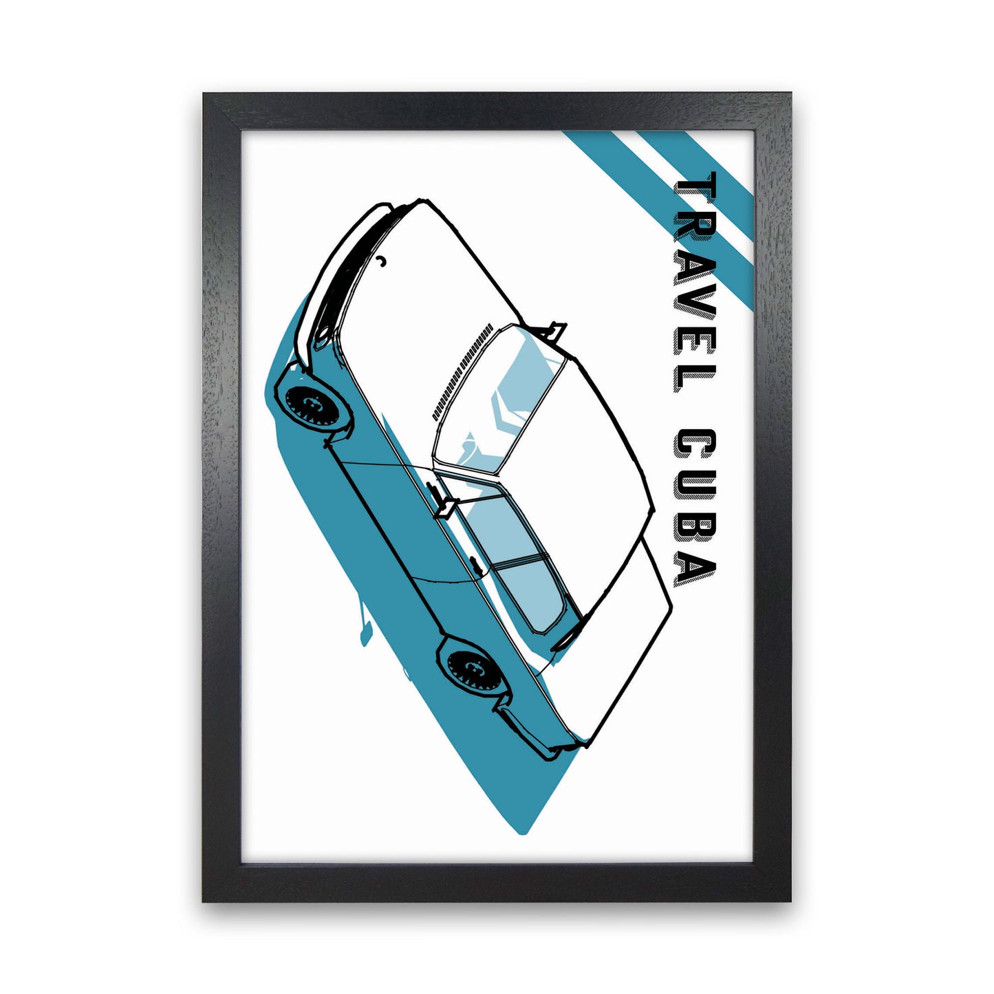 Travel Cuba Blue Art Print by Jason Stanley Black Grain