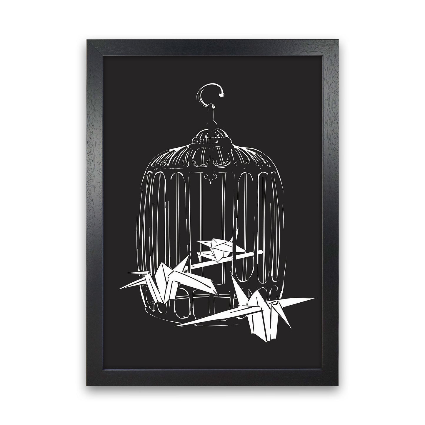 Origami Birds Art Print by Jason Stanley Black Grain