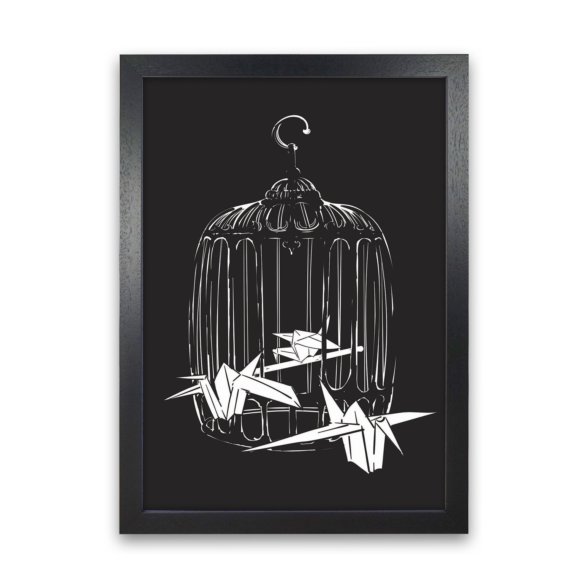 Origami Birds Art Print by Jason Stanley Black Grain