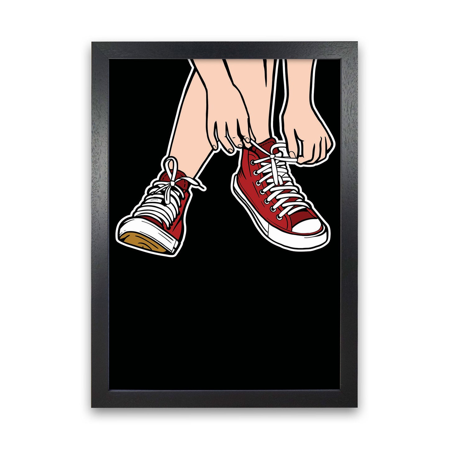 Tie Your Shoe Laces Art Print by Jason Stanley Black Grain