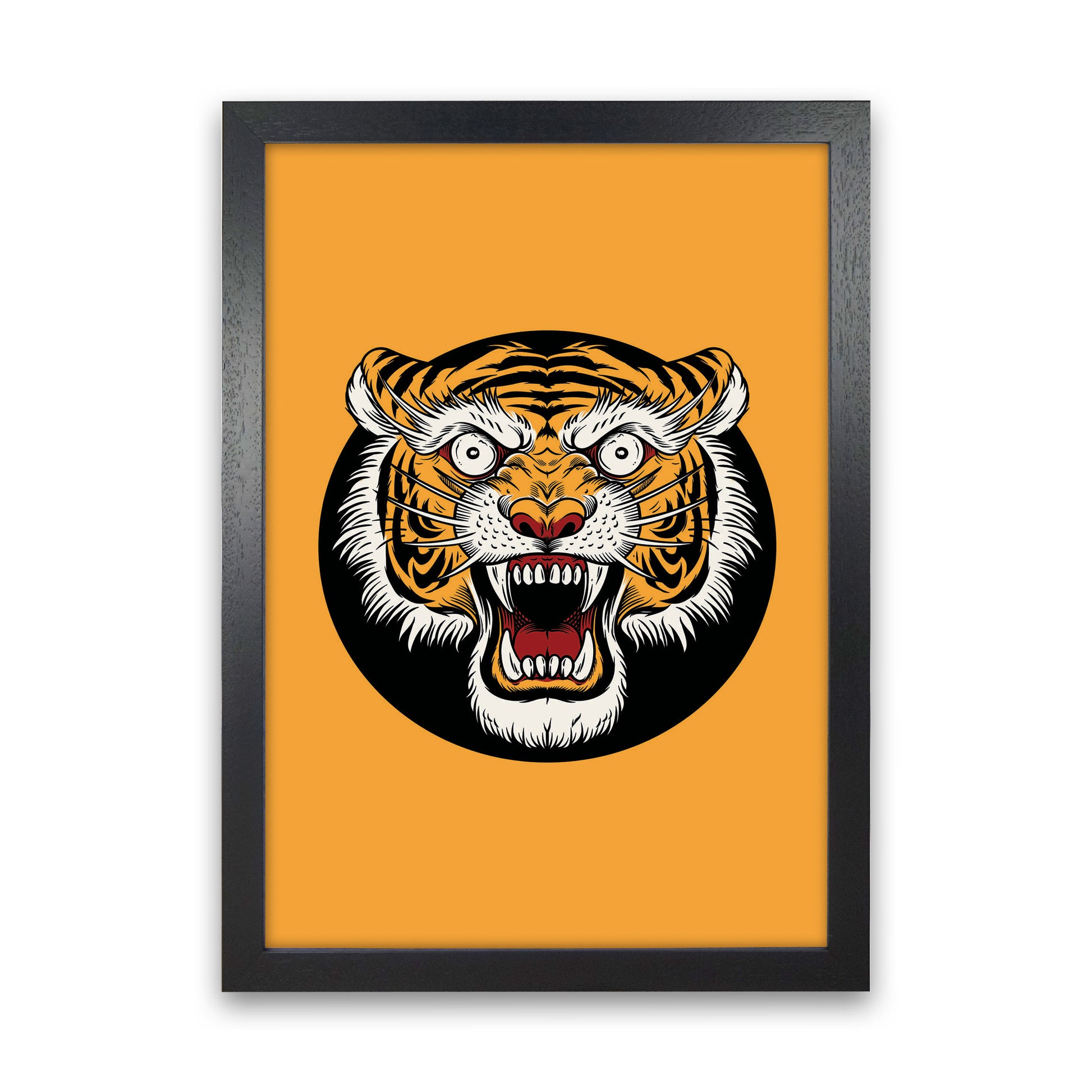 Vintage Tiger Art Print by Jason Stanley Black Grain