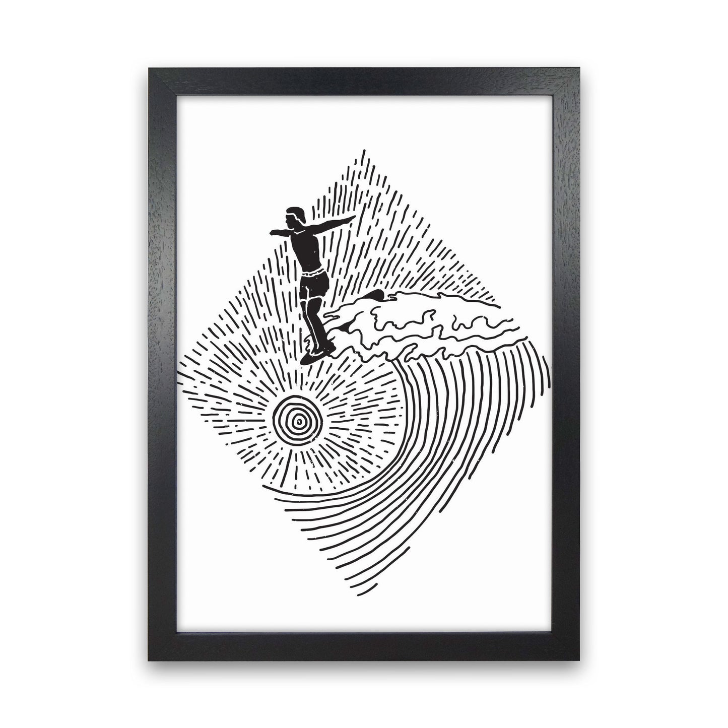 Surfer Line Drawing Art Print by Jason Stanley Black Grain