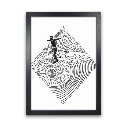 Surfer Line Drawing Art Print by Jason Stanley Black Grain