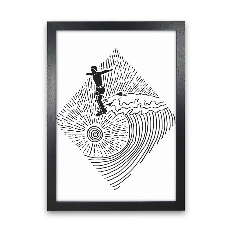 Surfer Line Drawing Art Print by Jason Stanley Black Grain