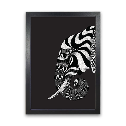 Ornate Elephant Art Print by Jason Stanley Black Grain