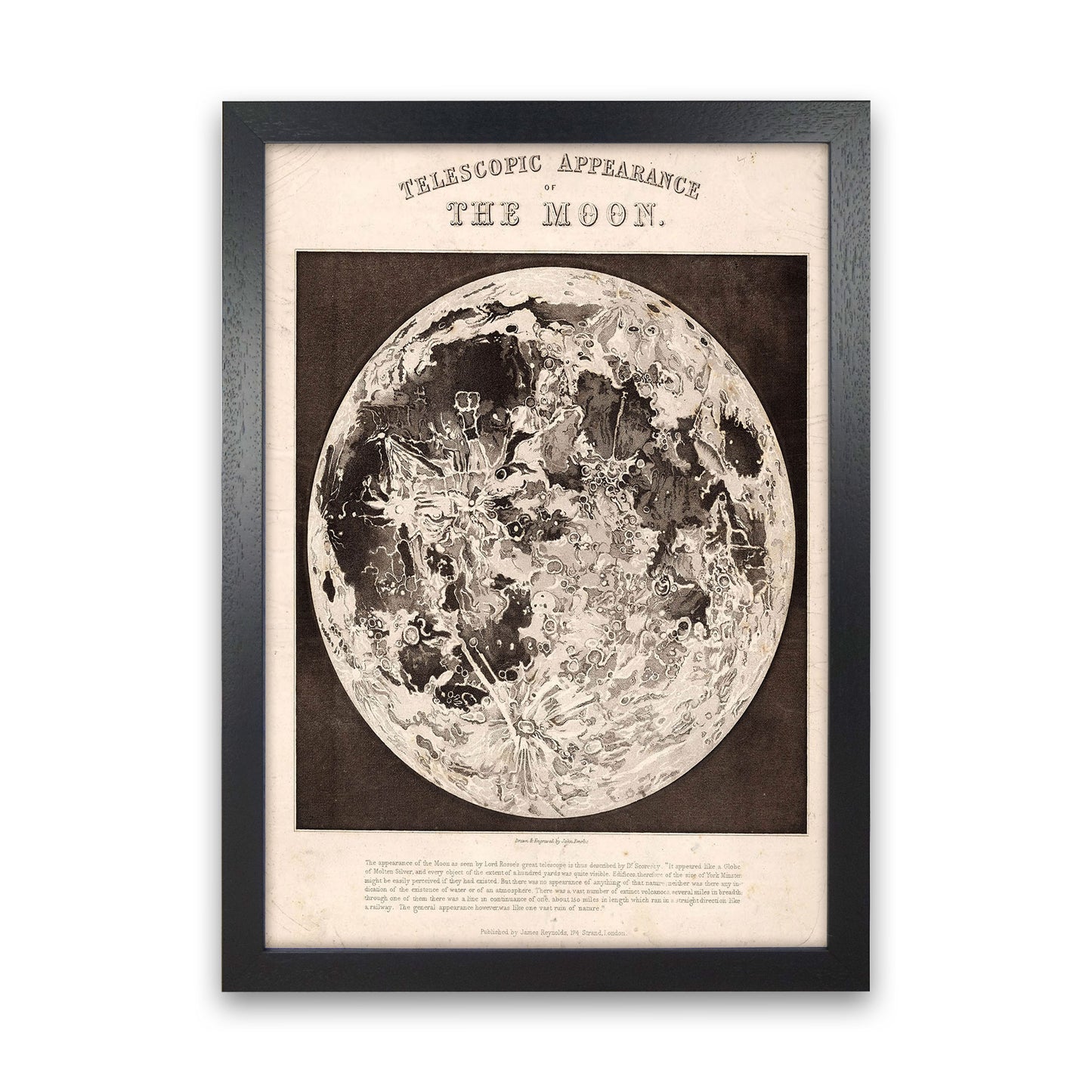 Telescopic Appearance Of The Moon Art Print by Jason Stanley Black Grain