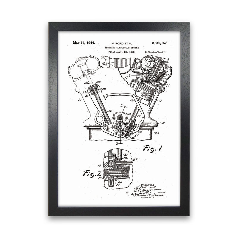 Ford Internal Combustion Engine Patent Art Print by Jason Stanley Black Grain