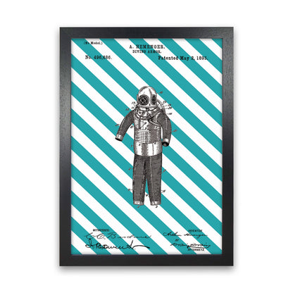 Diving Armor Patent Side Stripe Art Print by Jason Stanley Black Grain