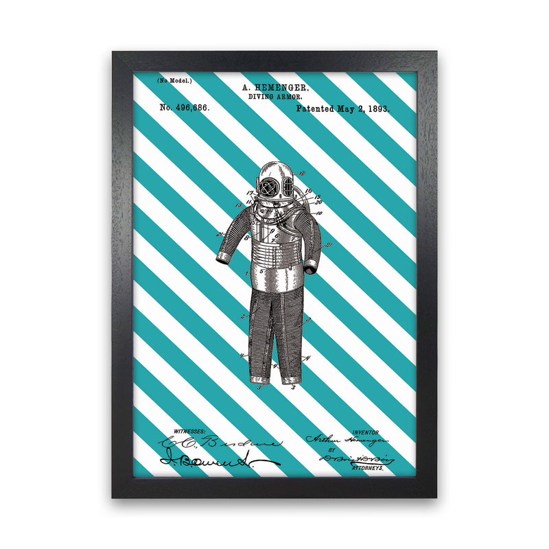 Diving Armor Patent Side Stripe Art Print by Jason Stanley Black Grain