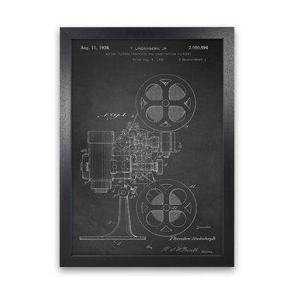 Motion Picture Projector Patent-Chalkboard Art Print by Jason Stanley Black Grain