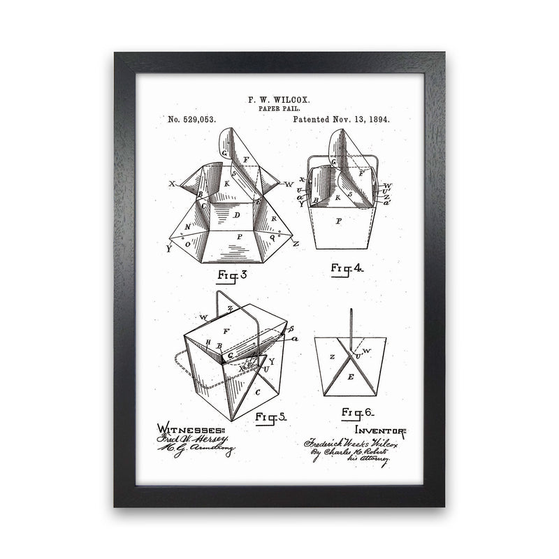 Chinese Take Out Box Patent Art Print by Jason Stanley Black Grain