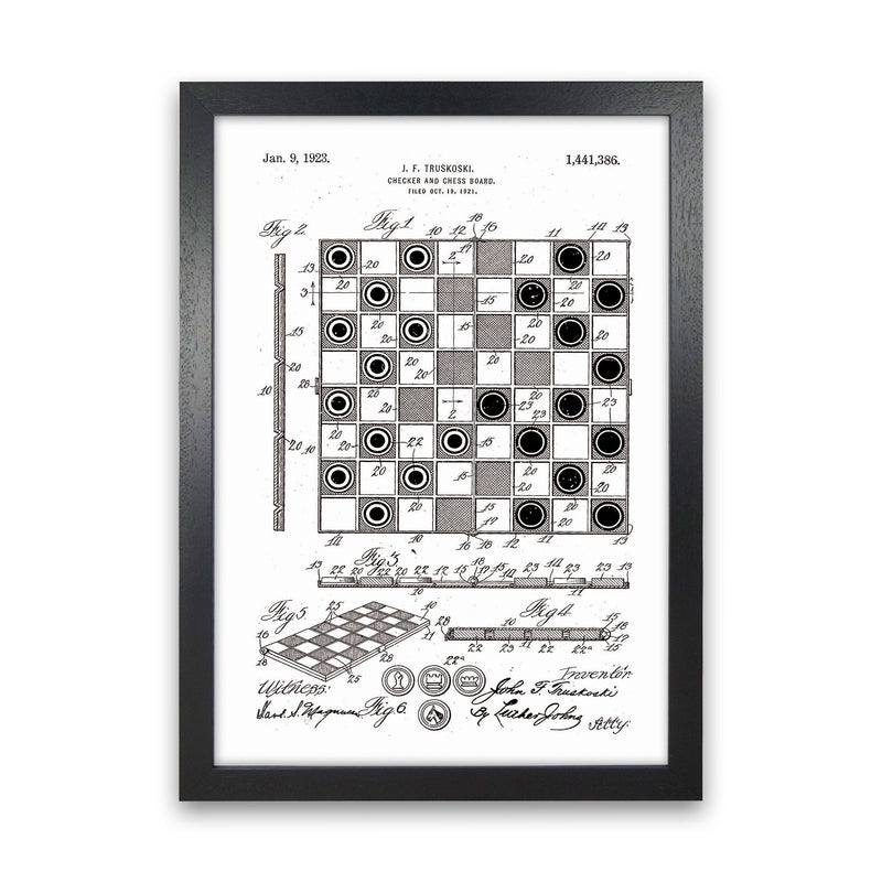 Chess And Checkers Board Patent Art Print by Jason Stanley Black Grain