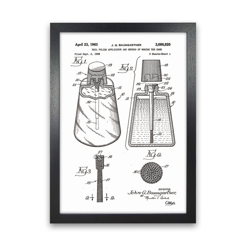 Nail Polish Applicator Patent Art Print by Jason Stanley Black Grain