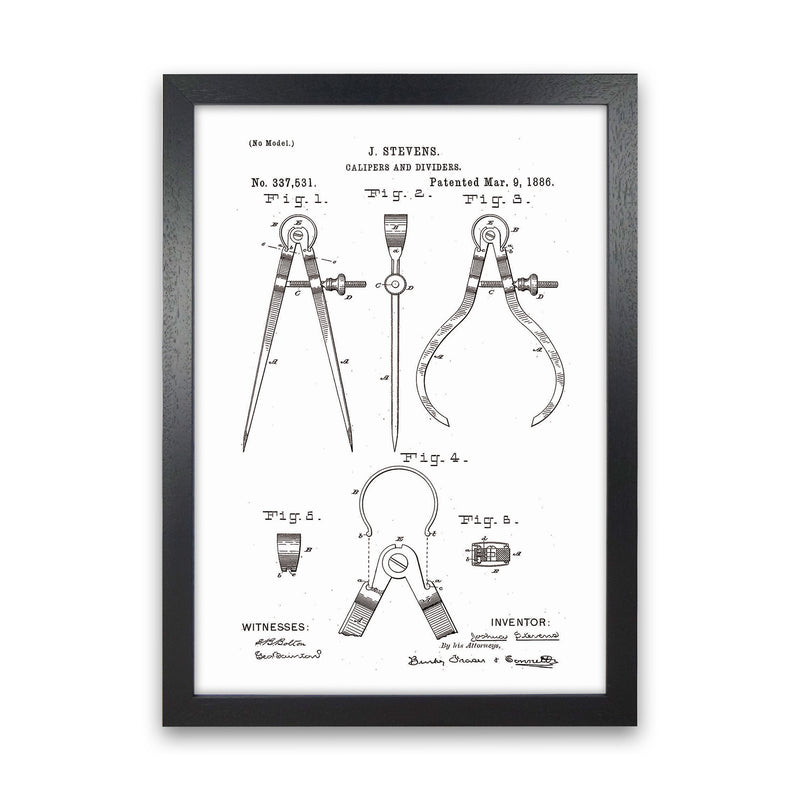 Calipers And Dividers Patent Art Print by Jason Stanley Black Grain