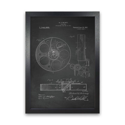 Film Reel Patent 2-Chalkboard Art Print by Jason Stanley Black Grain