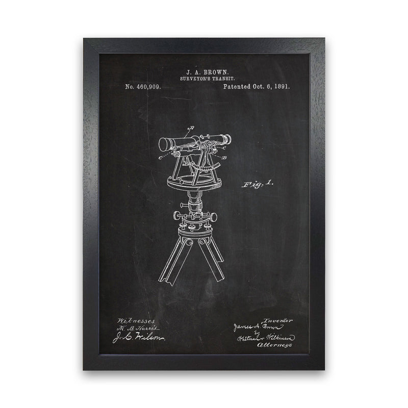 Surveyor's Transit Patent Art Print by Jason Stanley Black Grain