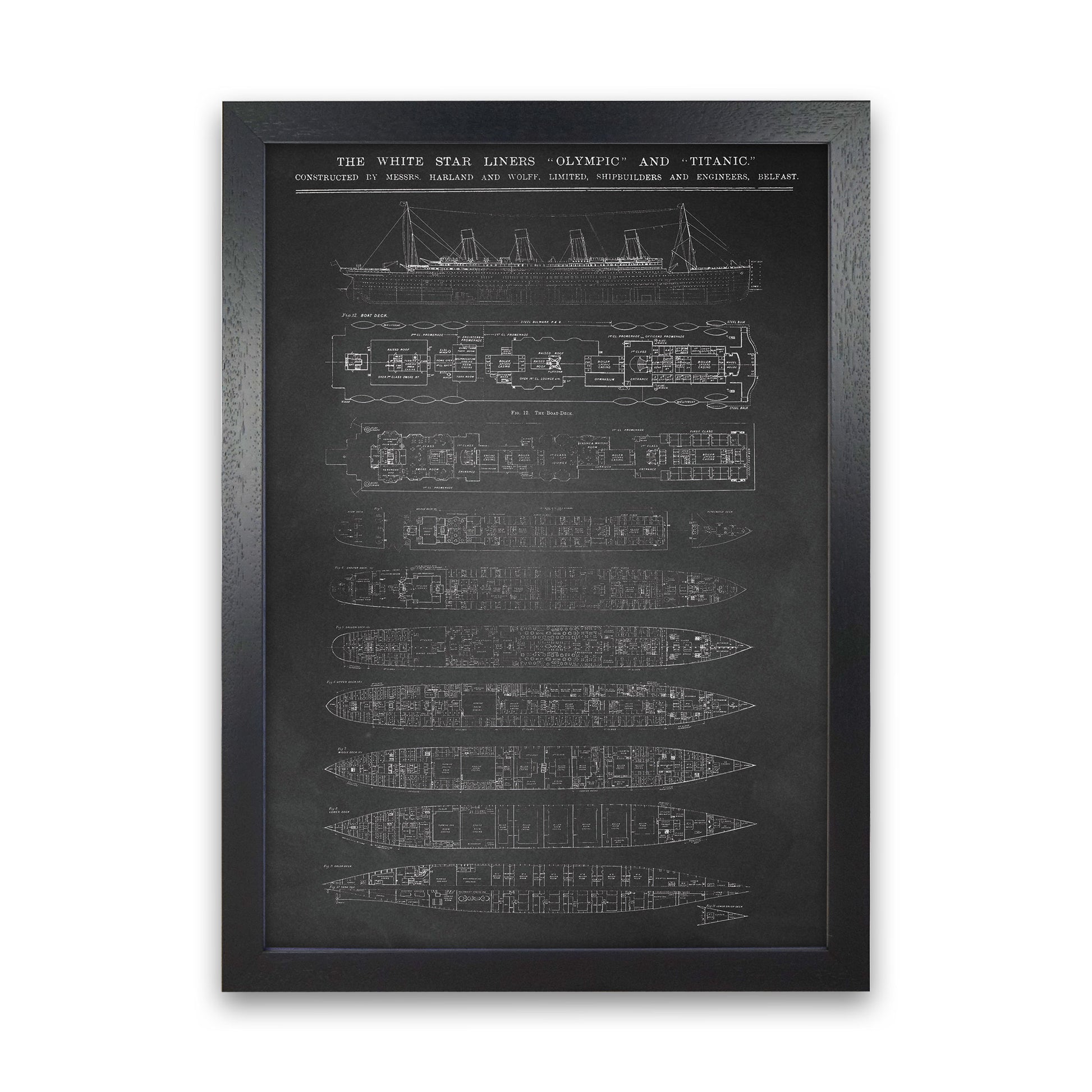 Titanic Patent- Chalkboard Art Print by Jason Stanley Black Grain