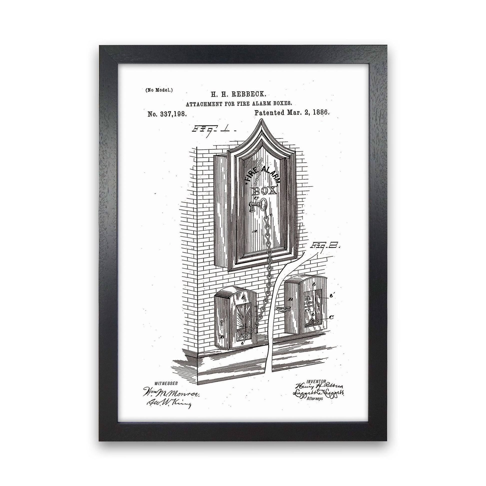 Fire Alarm Box Patent Art Print by Jason Stanley Black Grain