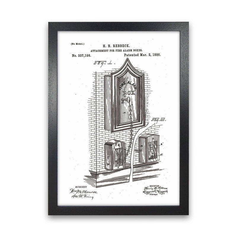 Fire Alarm Box Patent Art Print by Jason Stanley Black Grain