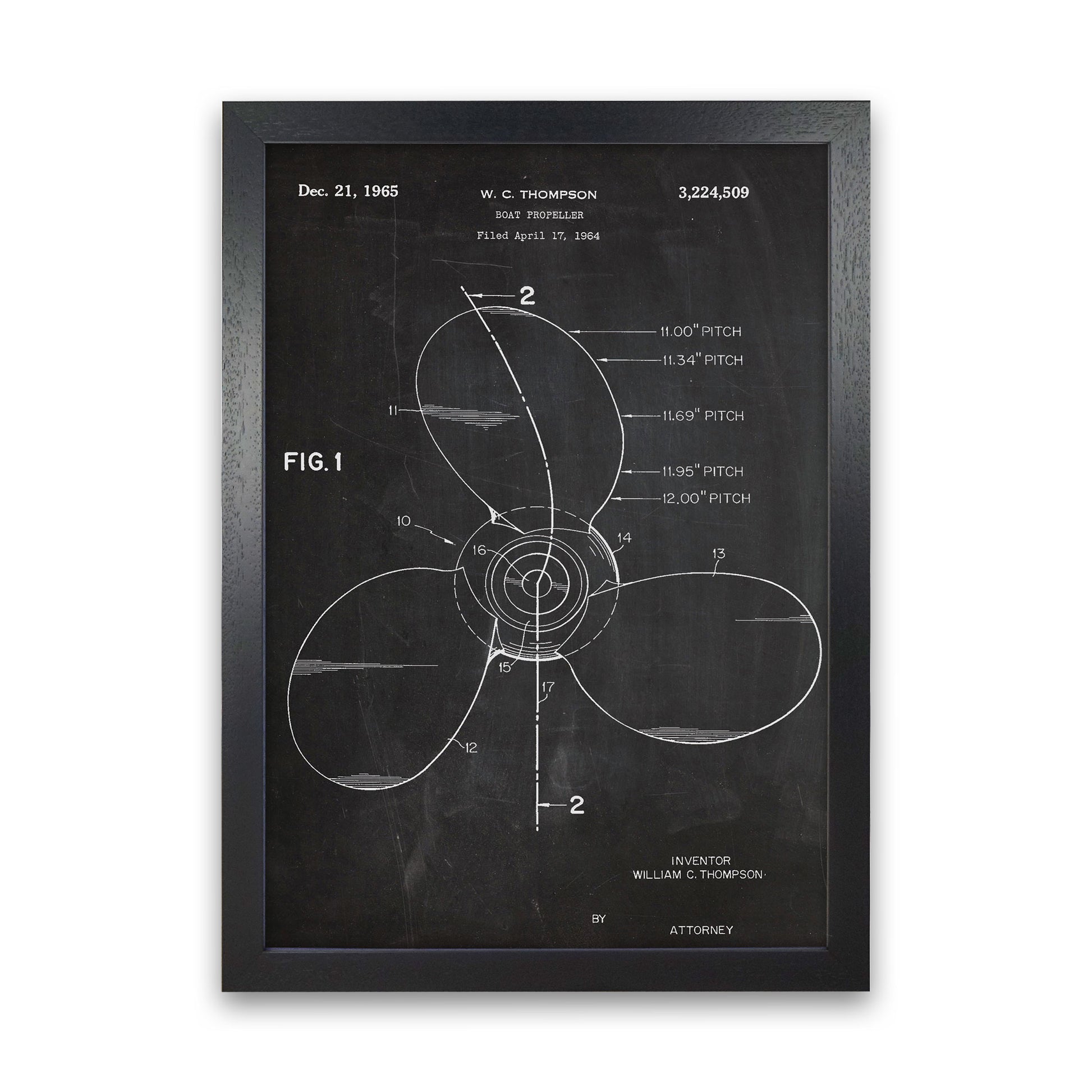 Boat Propeller Patent Art Print by Jason Stanley Black Grain