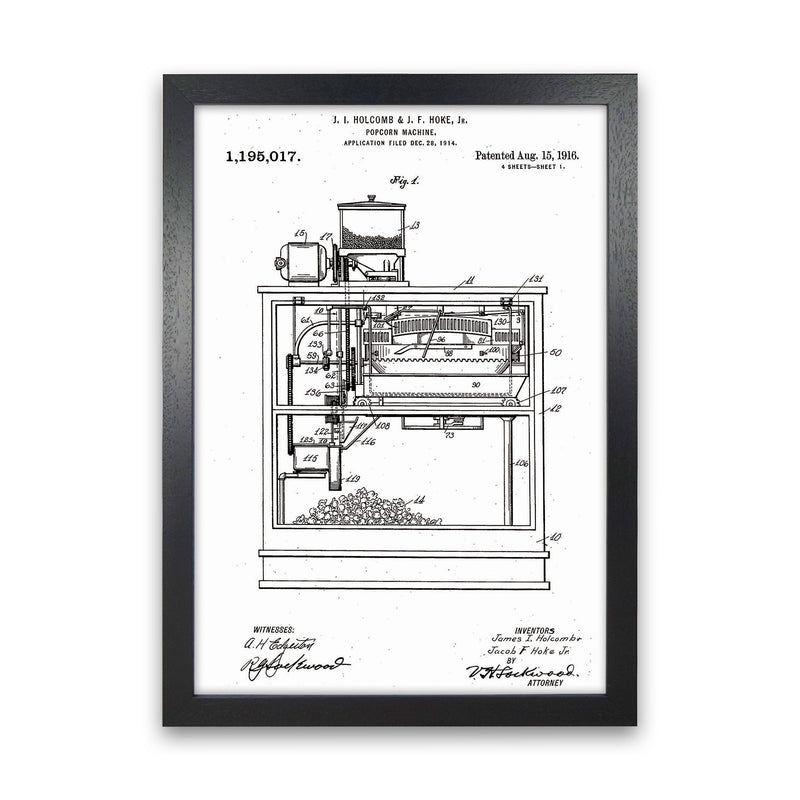 Popcorn Machine Patent Art Print by Jason Stanley Black Grain