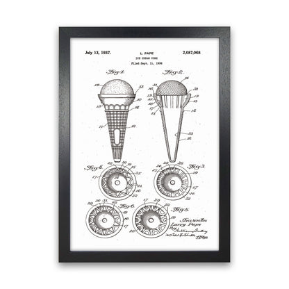 Ice Cream Cone Patent Art Print by Jason Stanley Black Grain