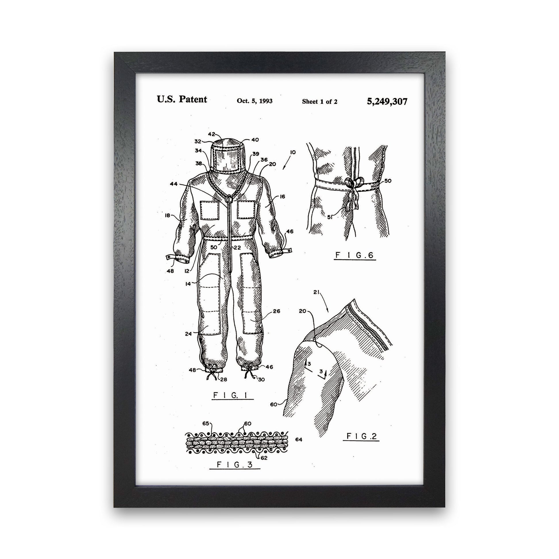 Bee Keeper Suit Patent Art Print by Jason Stanley Black Grain