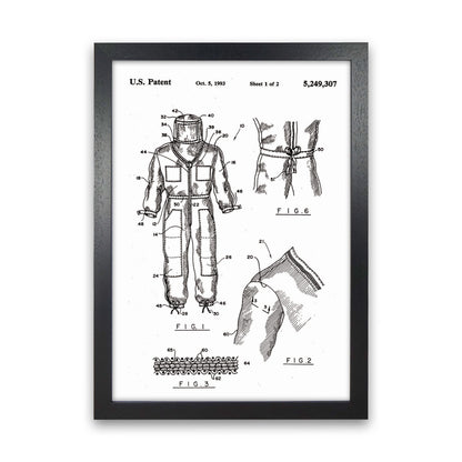 Bee Keeper Suit Patent Art Print by Jason Stanley Black Grain