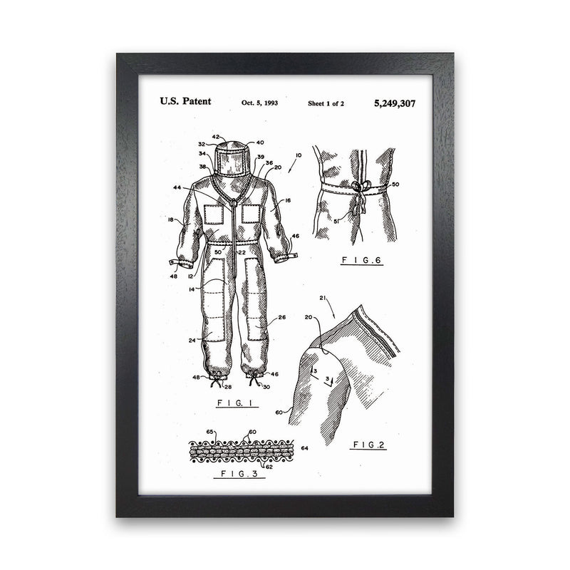 Bee Keeper Suit Patent Art Print by Jason Stanley Black Grain