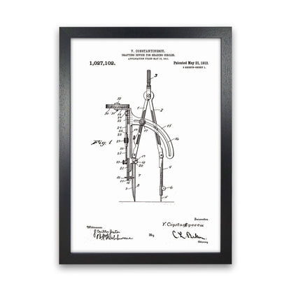 Drafting Device Patent Art Print by Jason Stanley Black Grain