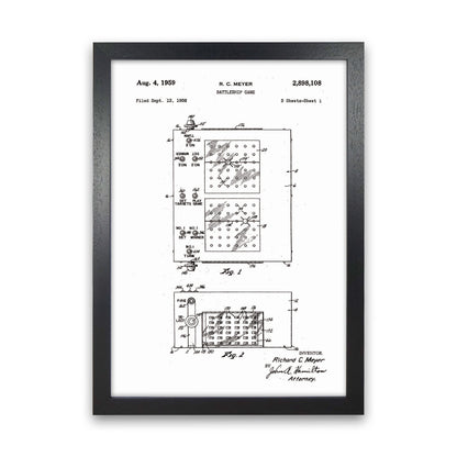 Battleship Game Patent Art Print by Jason Stanley Black Grain