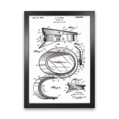 Police Man Hat Patent Art Print by Jason Stanley Black Grain