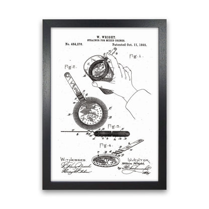 Drink Strainer Patent Art Print by Jason Stanley Black Grain