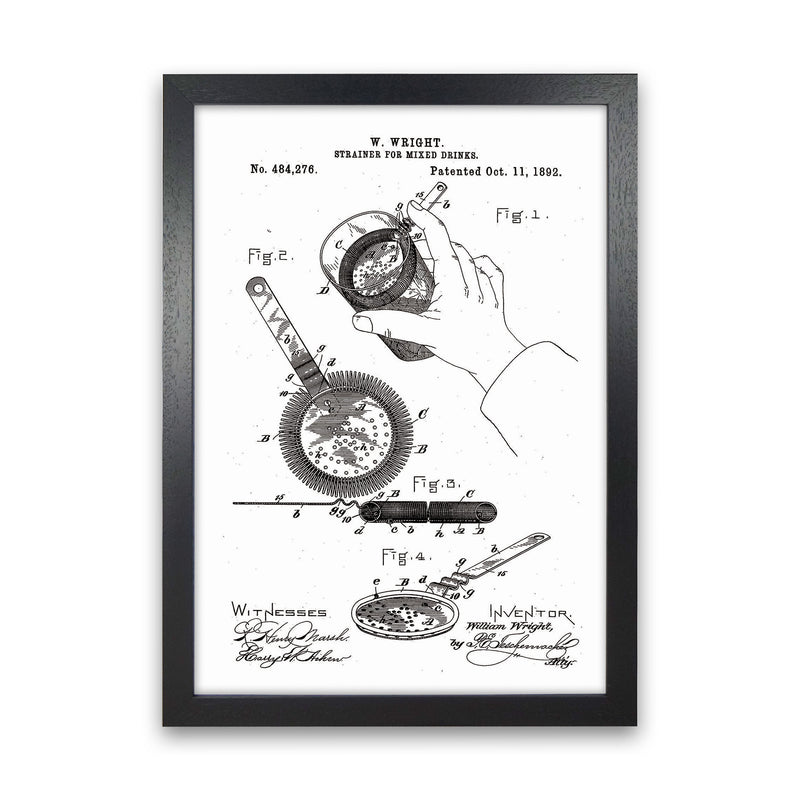 Drink Strainer Patent Art Print by Jason Stanley Black Grain