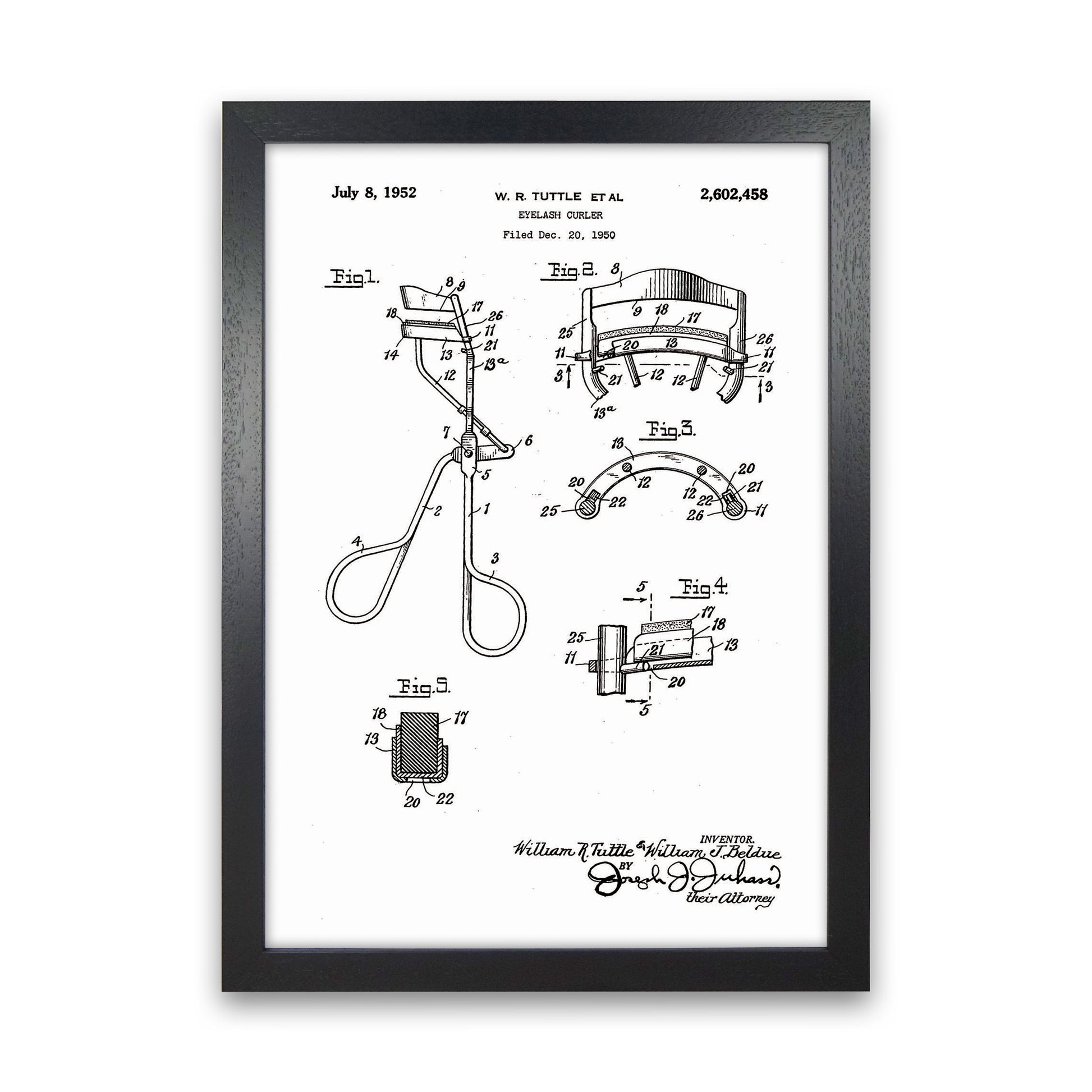 Eyelash Curler Patent Art Print by Jason Stanley Black Grain