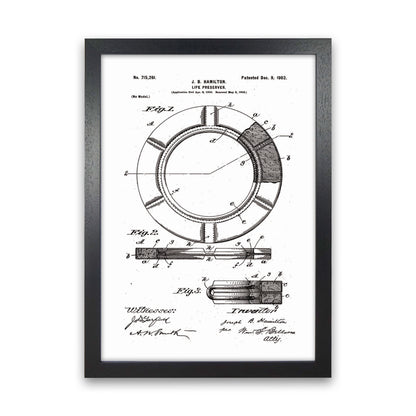 Life Preserver Patent Art Print by Jason Stanley Black Grain