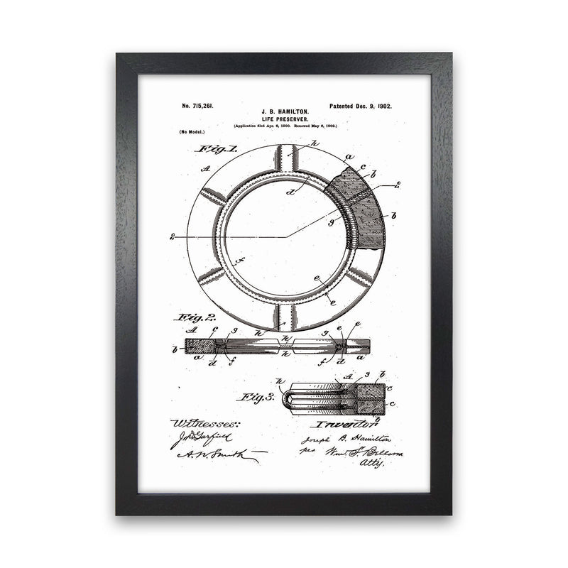 Life Preserver Patent Art Print by Jason Stanley Black Grain