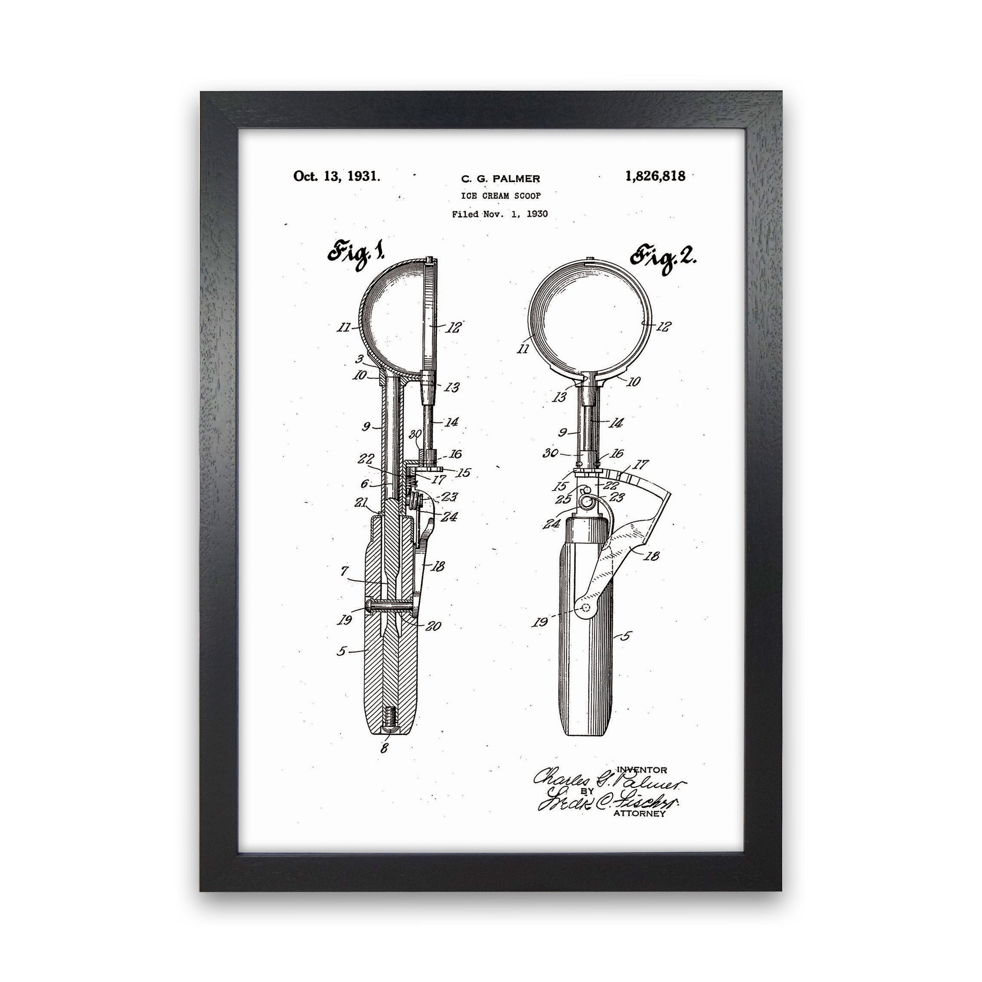 Ice Cream Scoop Patent Art Print by Jason Stanley Black Grain