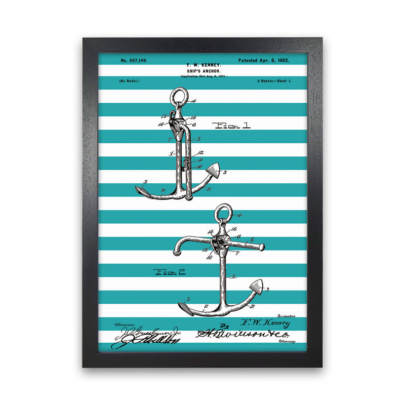 Anchor Patent Stripe Art Print by Jason Stanley Black Grain