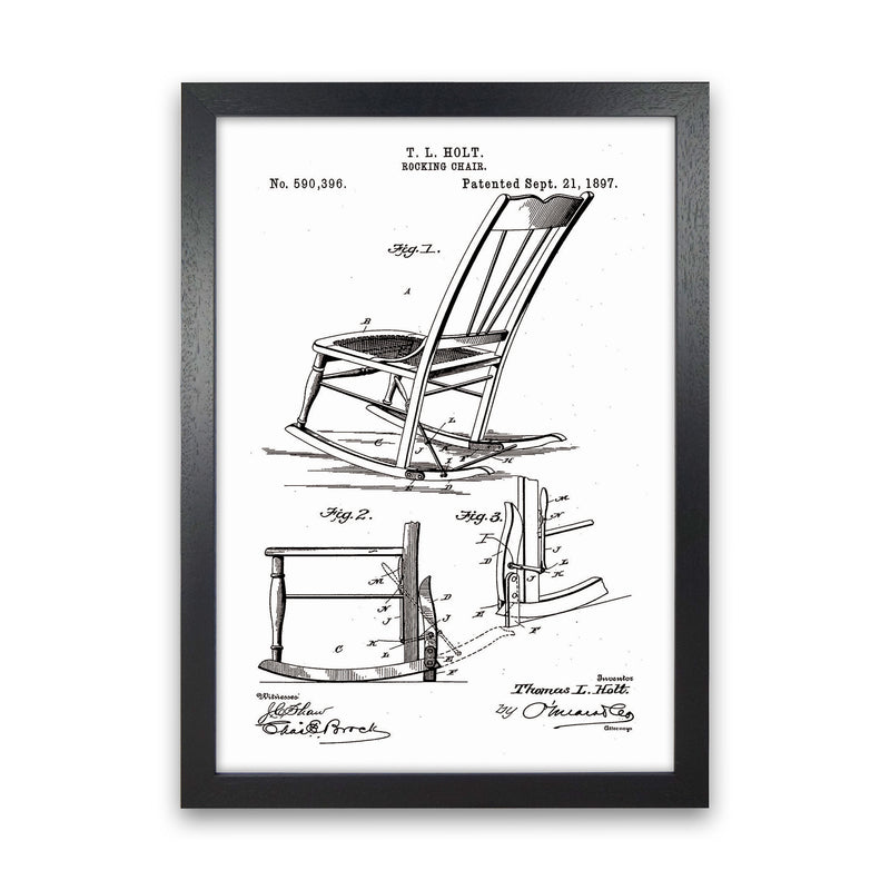Rocking Chair Patent Art Print by Jason Stanley Black Grain