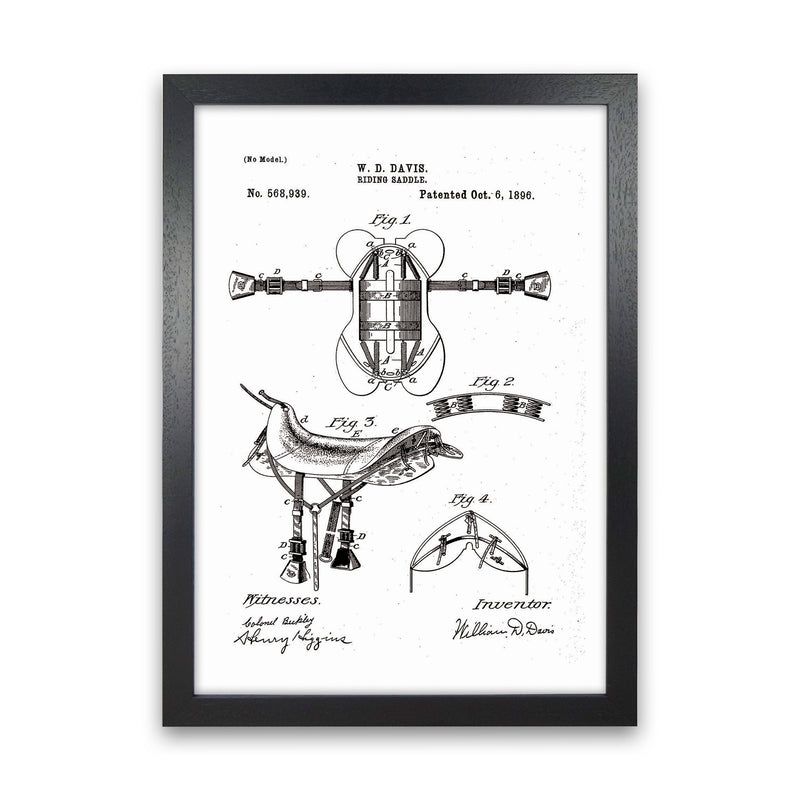 Riding Saddle Patent Art Print by Jason Stanley Black Grain