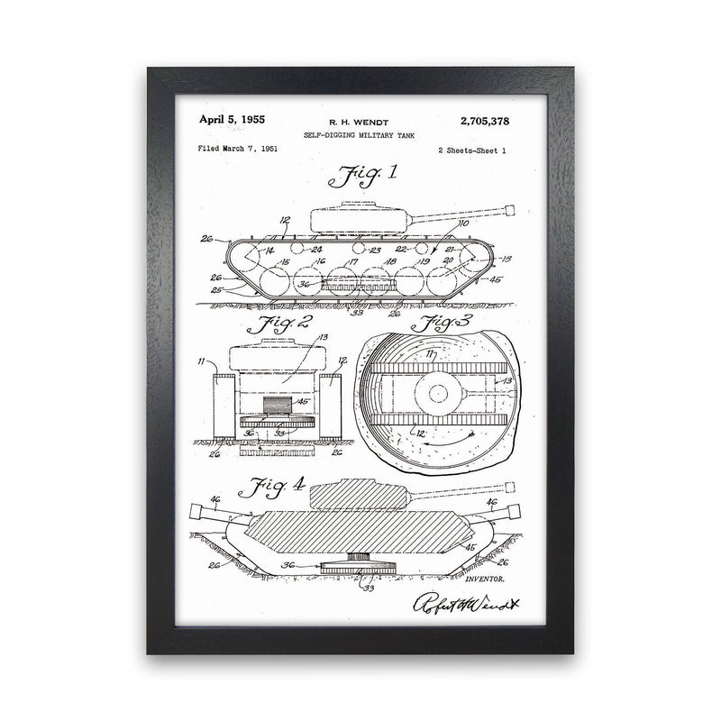Military Tank Patent Art Print by Jason Stanley Black Grain