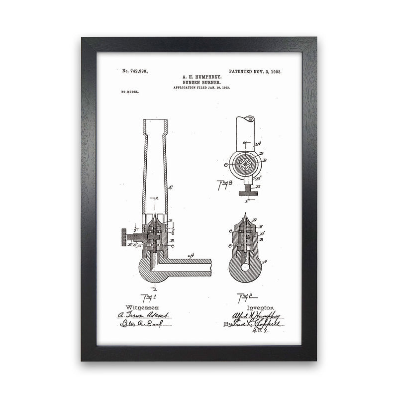 Bunsen Burner Patent Art Print by Jason Stanley Black Grain