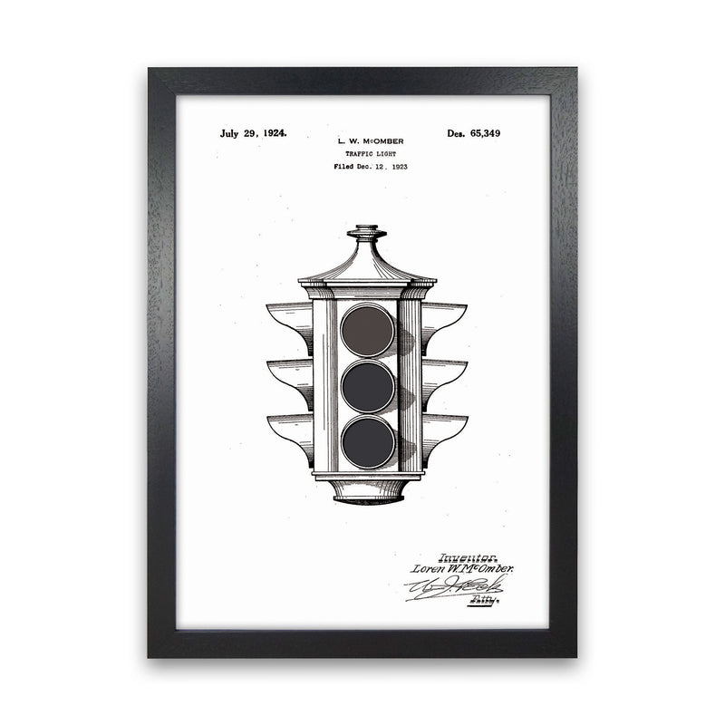 Traffic Light Patent Art Print by Jason Stanley Black Grain