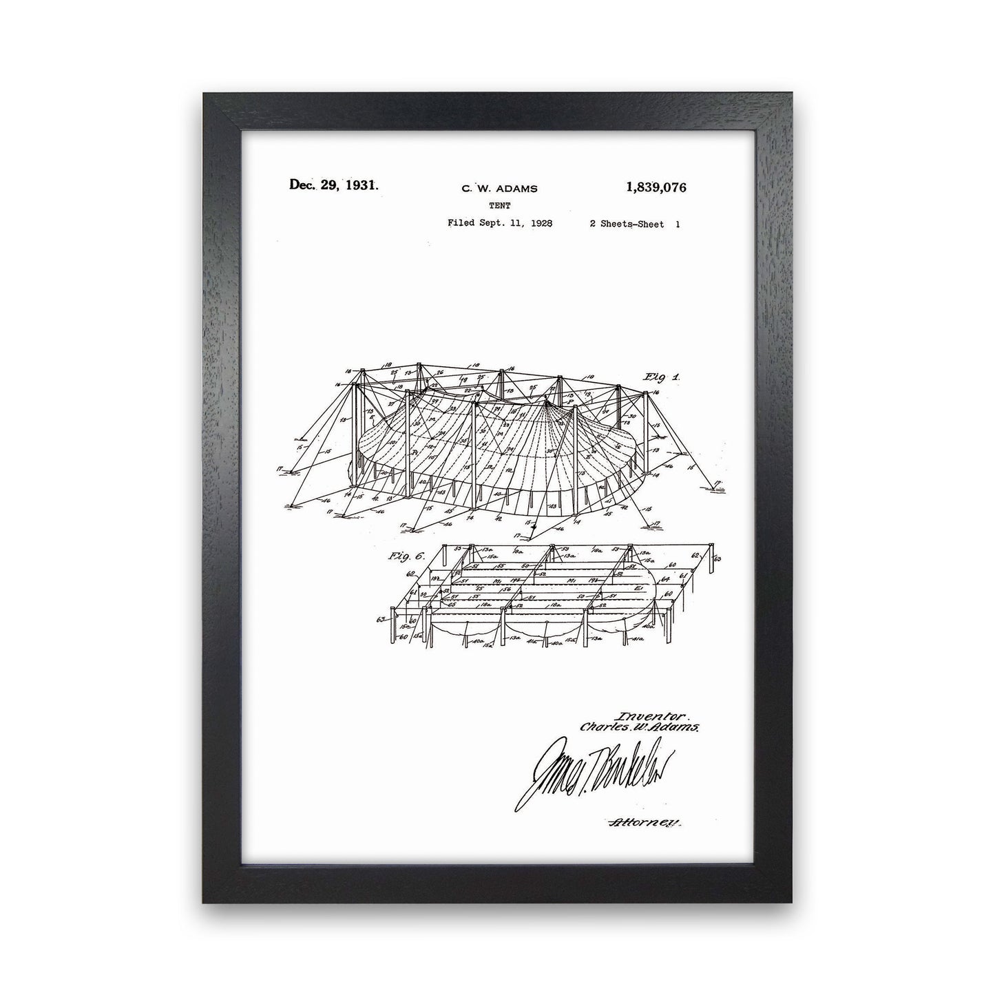 Carnival Tent Patent Art Print by Jason Stanley Black Grain