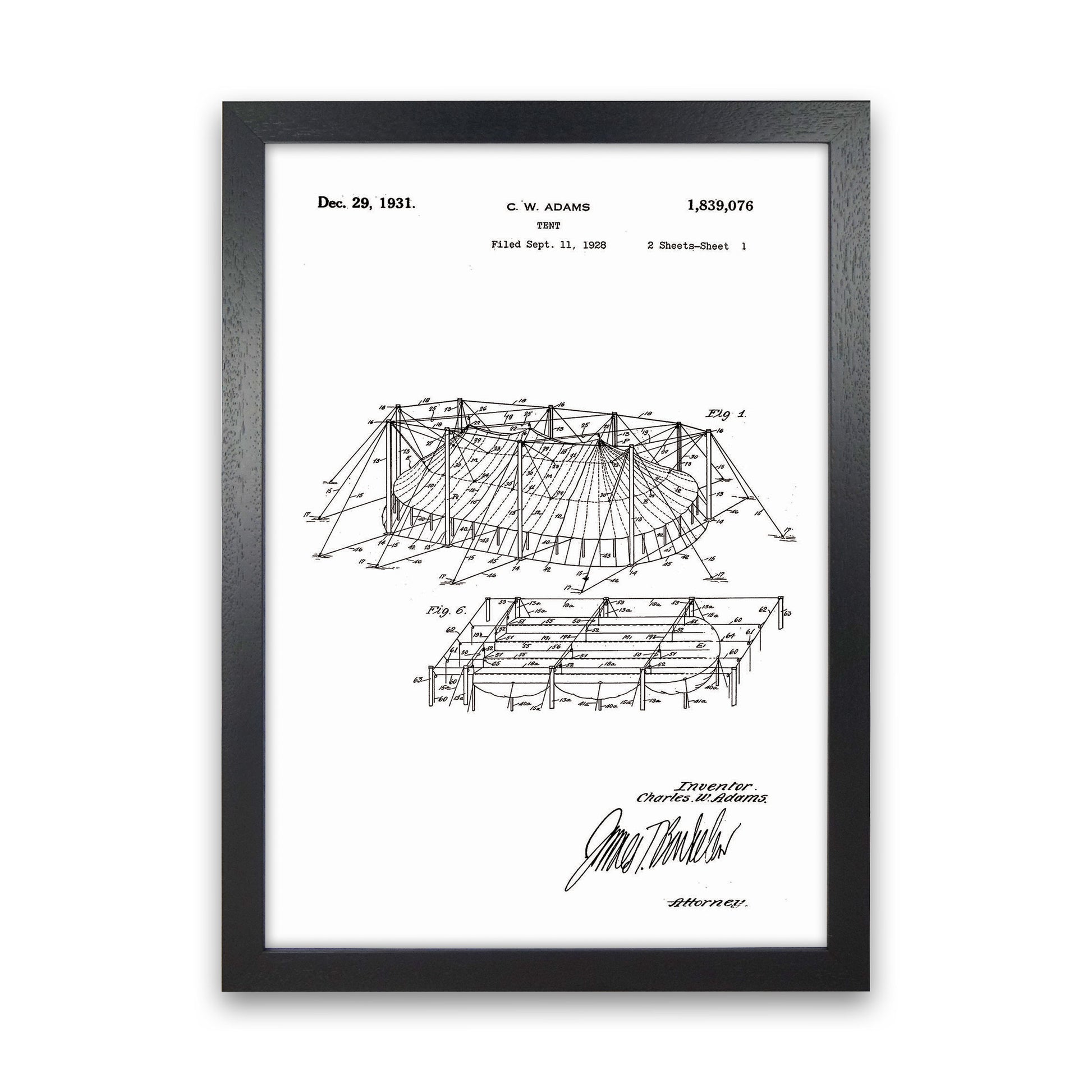 Carnival Tent Patent Art Print by Jason Stanley Black Grain
