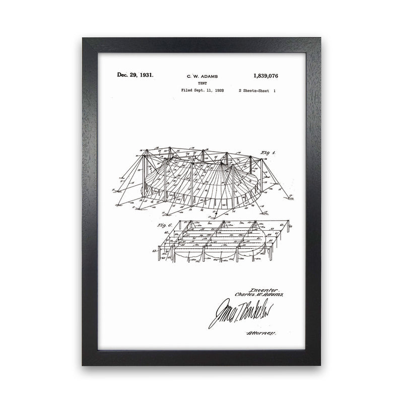 Carnival Tent Patent Art Print by Jason Stanley Black Grain