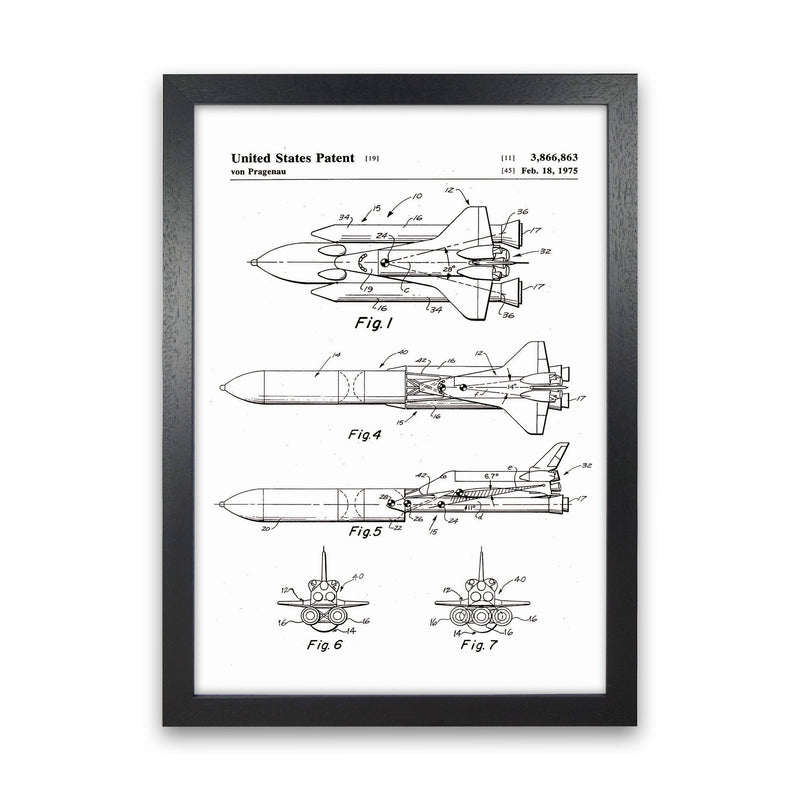 Space Shuttle Patent Art Print by Jason Stanley Black Grain