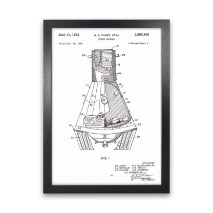 Space Capsule Patent Art Print by Jason Stanley Black Grain